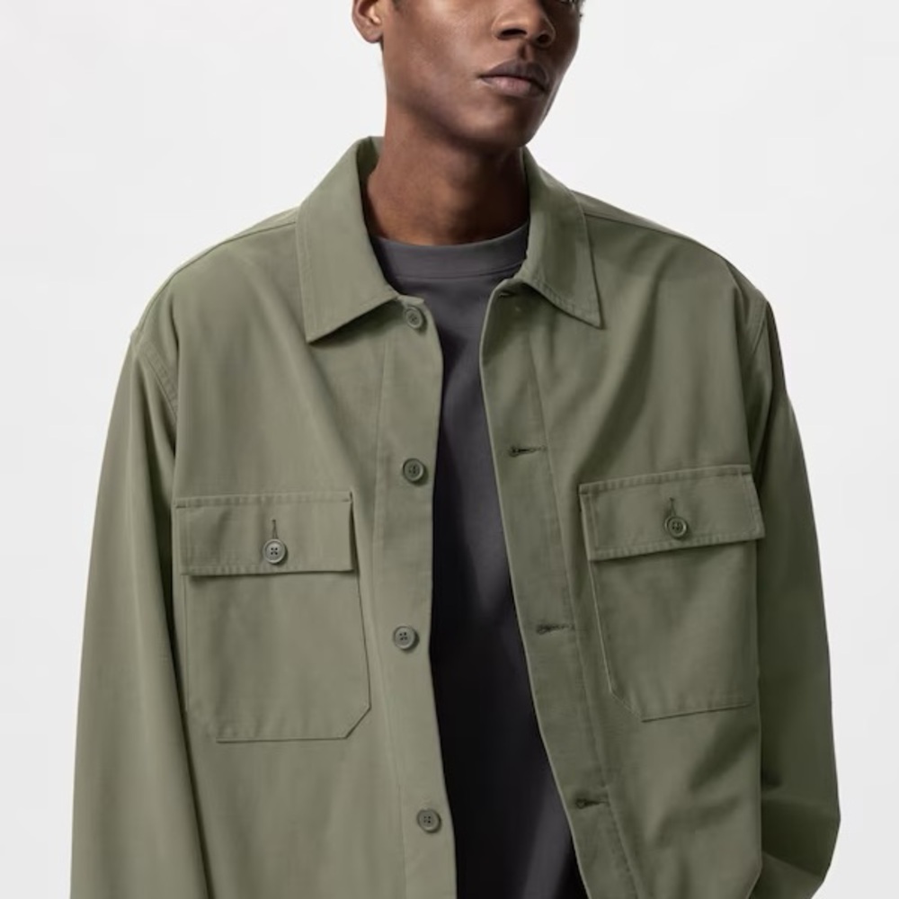 Uniqlo Olive Jersey Long Sleeve Over Shirt